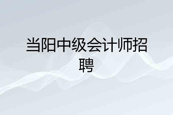 当阳中级会计师招聘