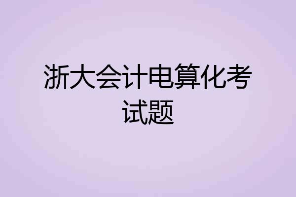 浙大会计电算化考试题