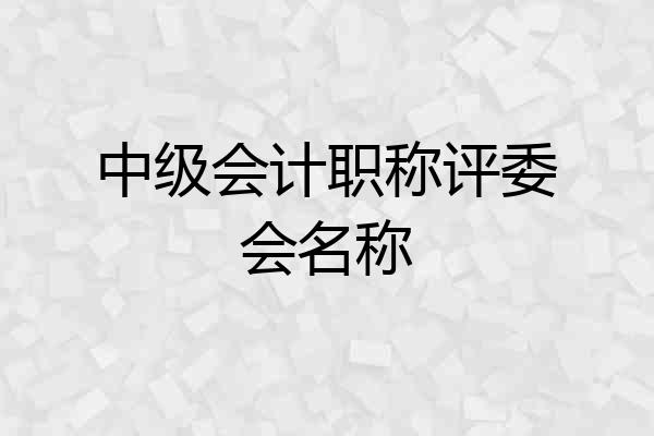 中级会计职称评委会名称