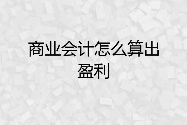 商业会计怎么算出盈利