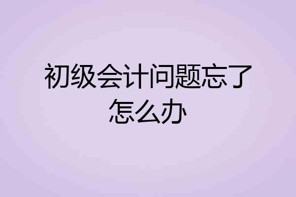 初级会计问题忘了怎么办