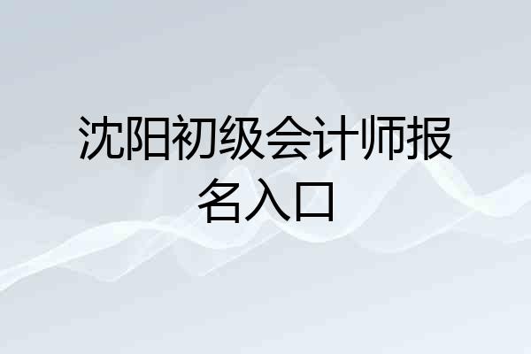 沈阳初级会计师报名入口