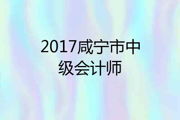 2017咸宁市中级会计师
