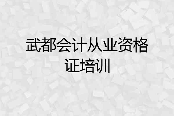 武都会计从业资格证培训