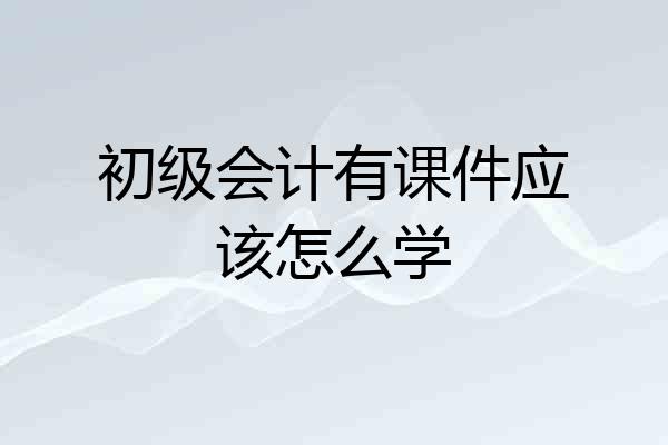 初级会计有课件应该怎么学
