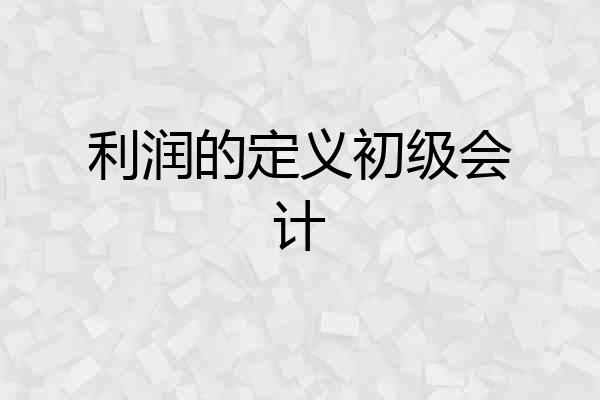 利润的定义初级会计