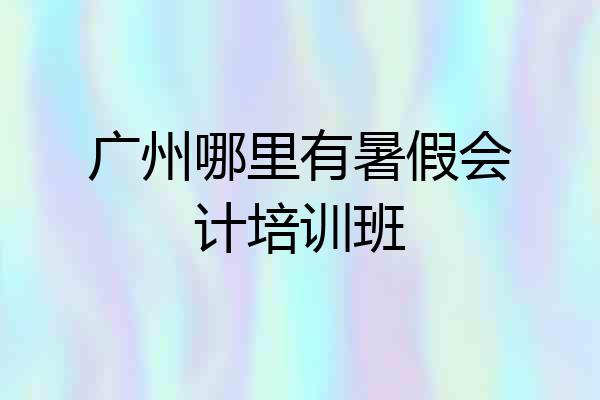 广州哪里有暑假会计培训班