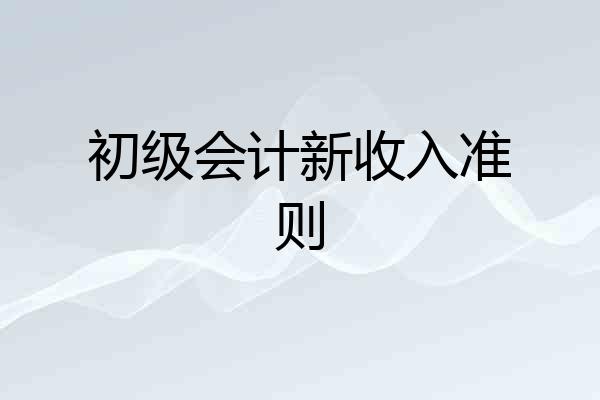 初级会计新收入准则