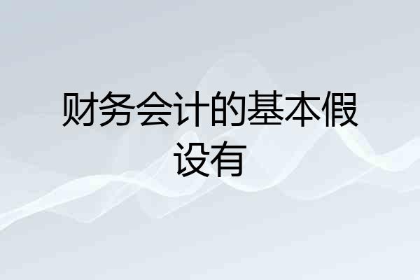 财务会计的基本假设有
