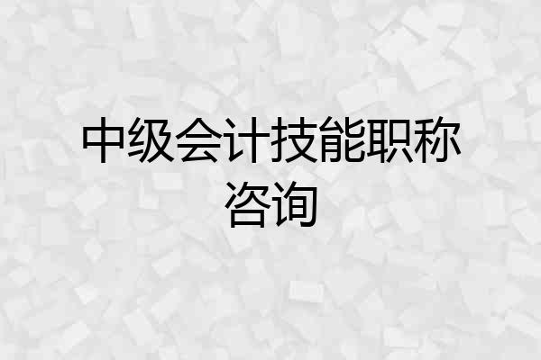 中级会计技能职称咨询
