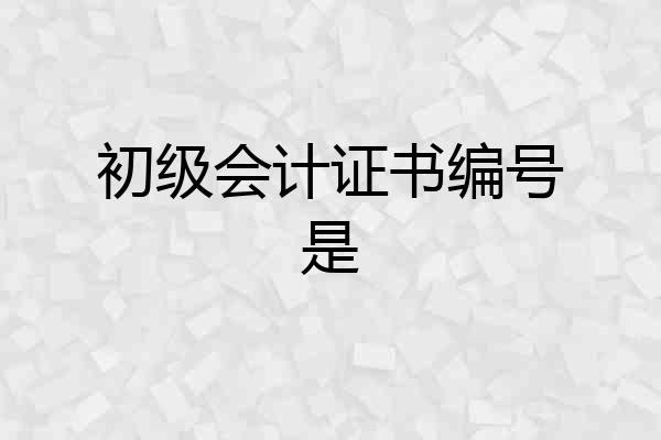 初级会计证书编号是