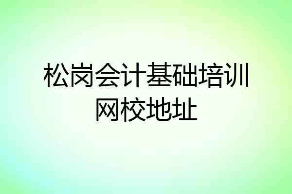 松岗会计基础培训网校地址