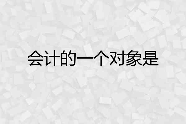 会计的一个对象是