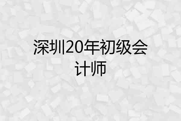 深圳20年初级会计师
