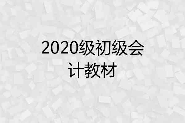 2020级初级会计教材
