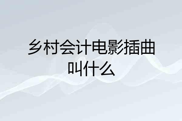 乡村会计电影插曲叫什么