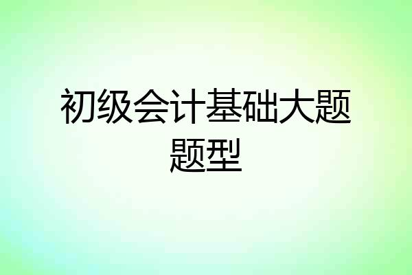 初级会计基础大题题型