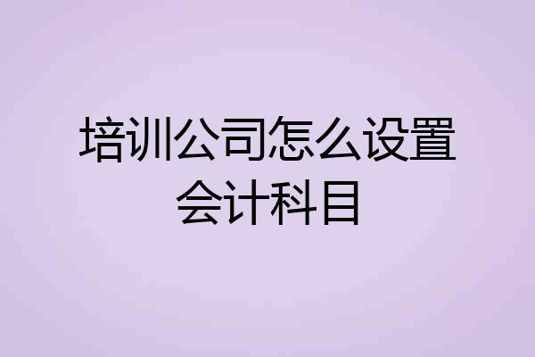 培训公司怎么设置会计科目