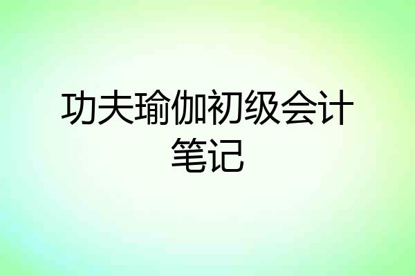 功夫瑜伽初级会计笔记