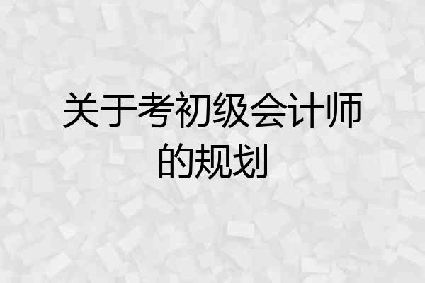 关于考初级会计师的规划