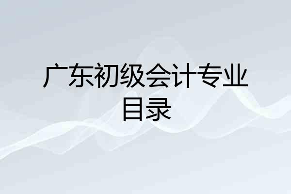 广东初级会计专业目录
