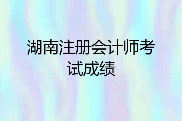 湖南注册会计师考试成绩