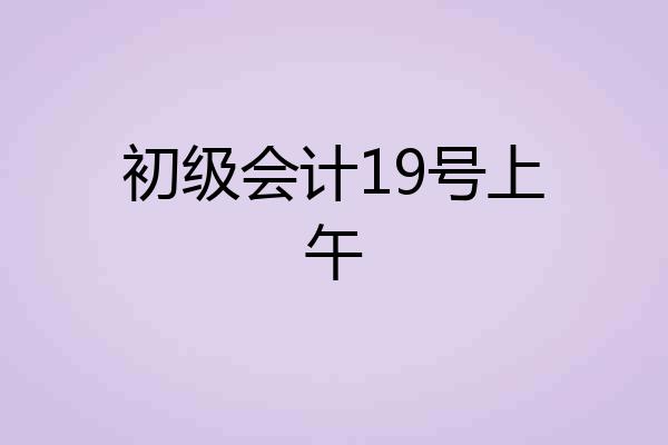 初级会计19号上午