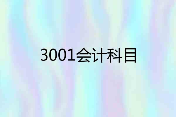 3001会计科目