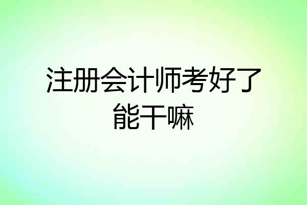 注册会计师考好了能干嘛