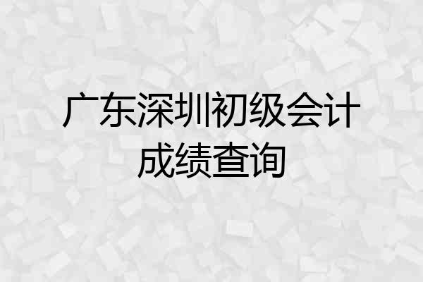 广东深圳初级会计成绩查询