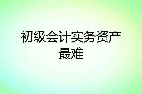 初级会计实务资产最难
