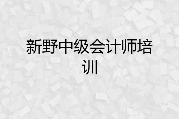 新野中级会计师培训