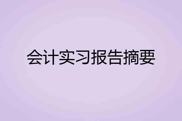 会计实习报告摘要