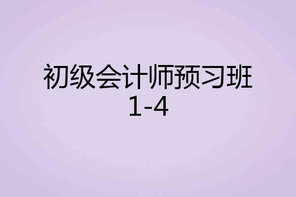 初级会计师预习班1-4