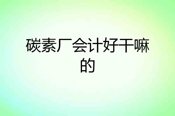 碳素厂会计好干嘛的