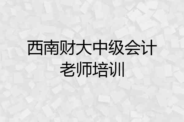 西南财大中级会计老师培训