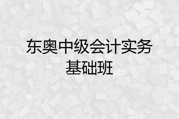 东奥中级会计实务基础班