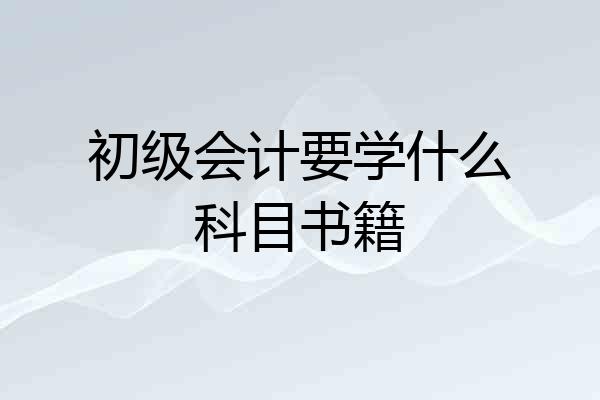 初级会计要学什么科目书籍
