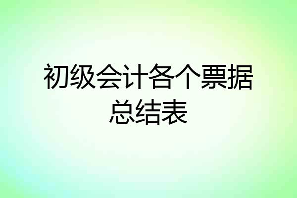 初级会计各个票据总结表