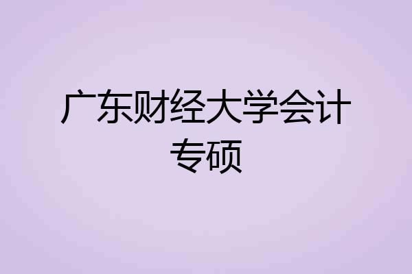 广东财经大学会计专硕