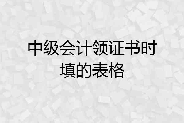 中级会计领证书时填的表格