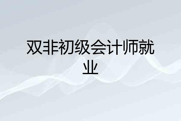 双非初级会计师就业