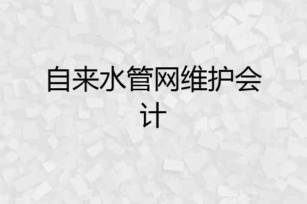 自来水管网维护会计