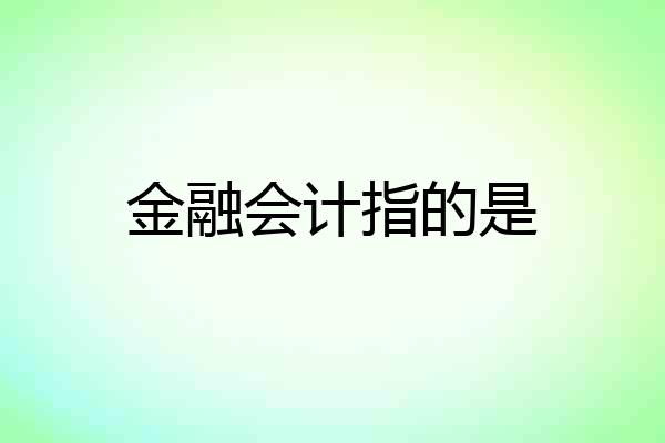 金融会计指的是