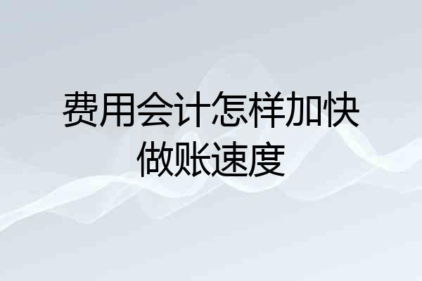 费用会计怎样加快做账速度