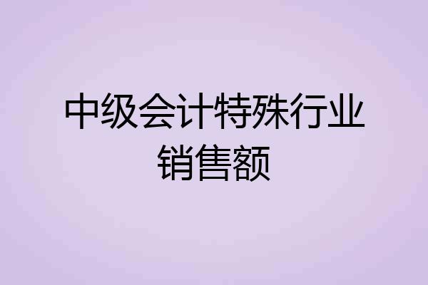 中级会计特殊行业销售额