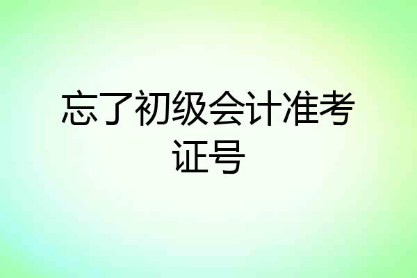 忘了初级会计准考证号