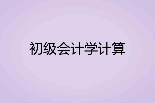 初级会计学计算