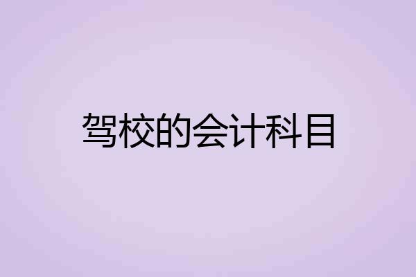 驾校的会计科目