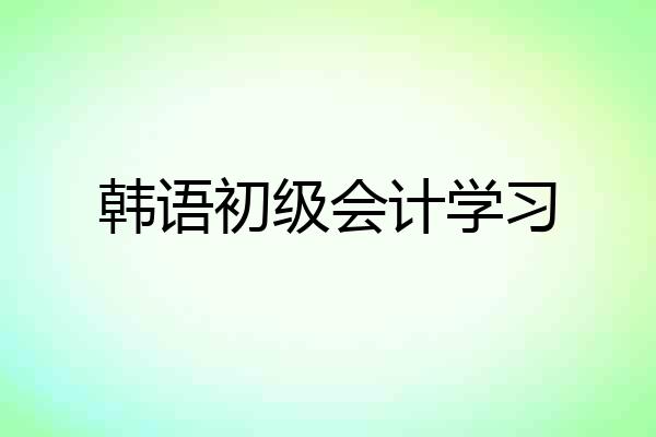 韩语初级会计学习